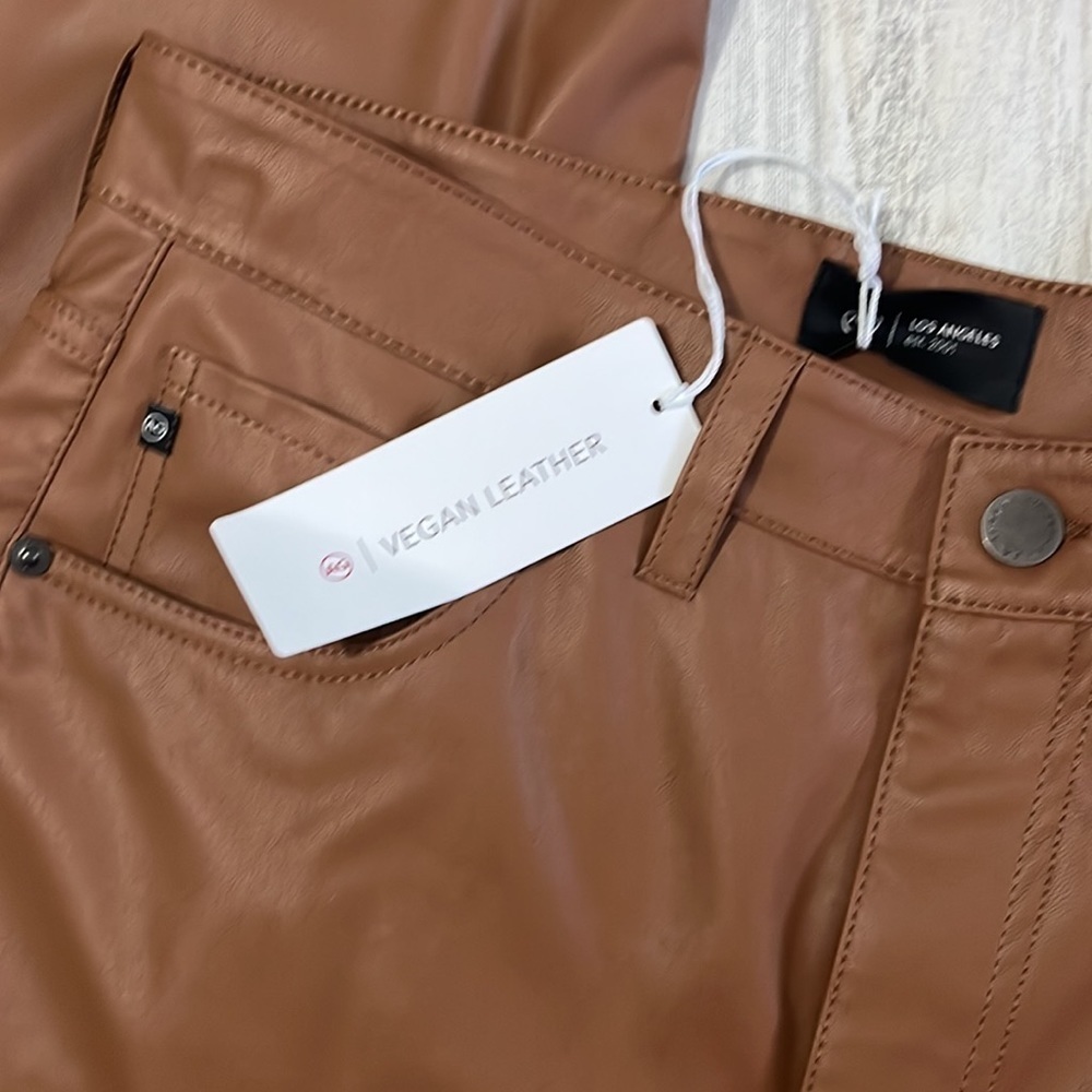 AG Adriano Goldschmied Alexxis Straight High- Rise Vintage Fit Leather Pants - Picture 7 of 14